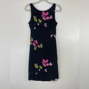 Allen B Vintage 90s Floral Rhinestone Design Sleeveless Dress Women’s Size 4